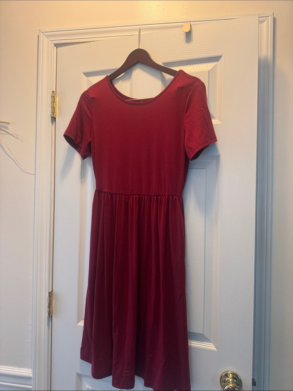 Amazon Women's Burgundy Short Sleeve Skater Dress